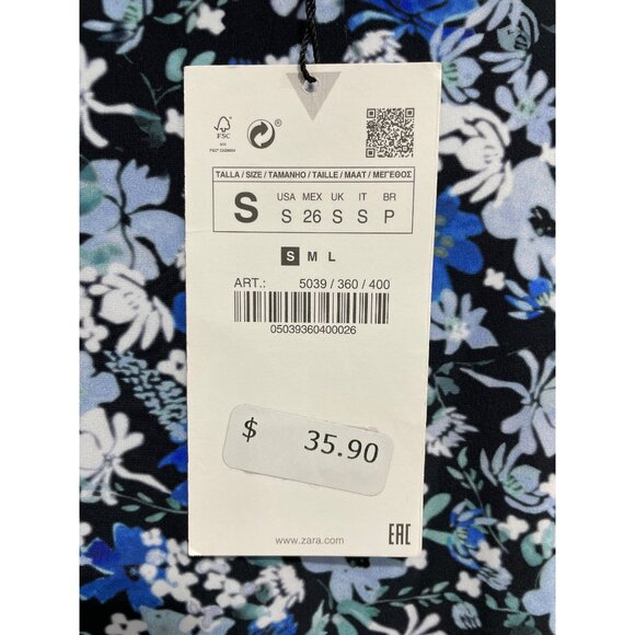 Zara Romper Size Small Floral Sleeveless Blue Black Bohemian Summer Resort NEW - Picture 4 of 13